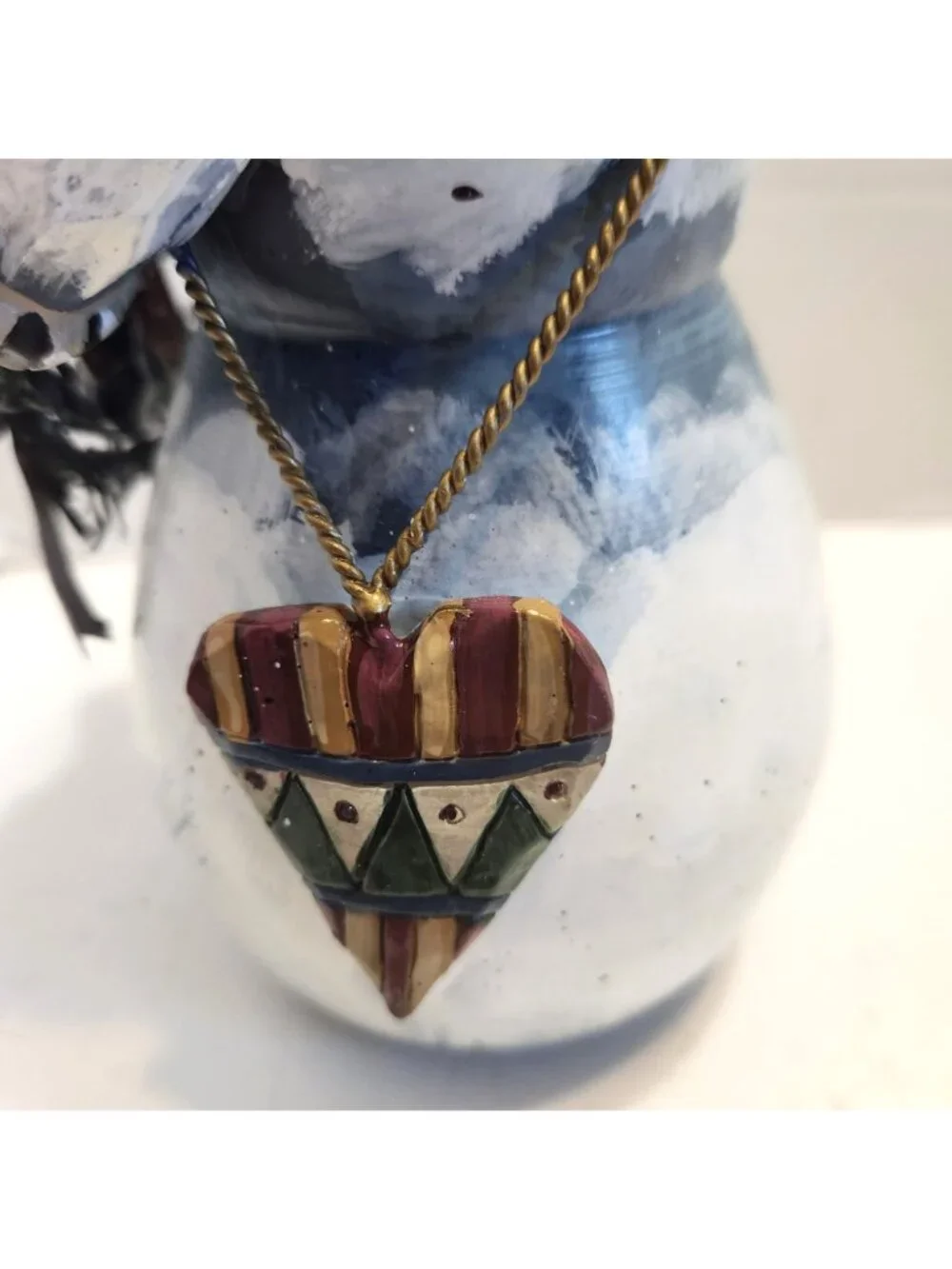 Decorative Snowman Figurine Festive Accents Wreath Heart Ornament Winter Decor